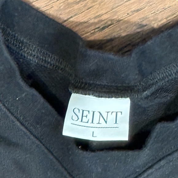 SEINT Black Crewneck cropped oversized women’s Sweater size L - Picture 5 of 5